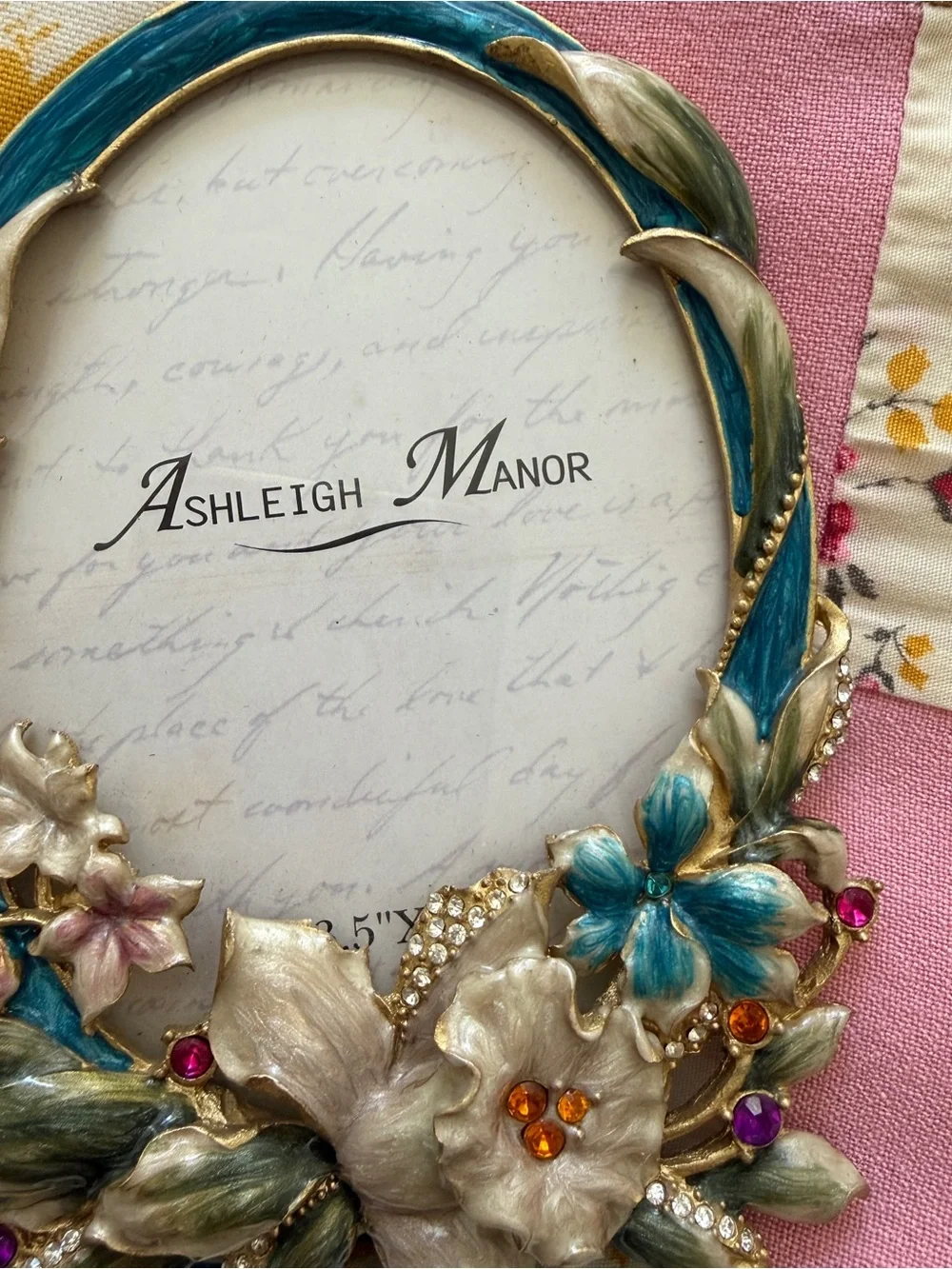 Vintage Ashleigh Manor Picture Frame with Lovely Florals & Rhinestones.
